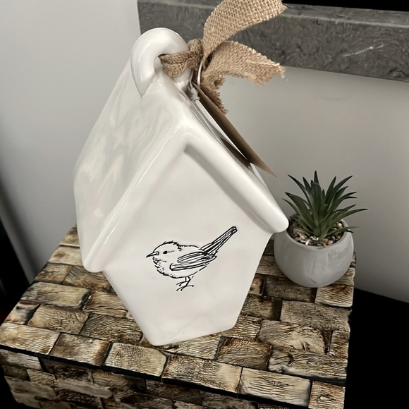 NWT RAE DUNN Ceramic White PERCH Birdhouse Double-sided Bird Home Decor - Picture 5 of 10